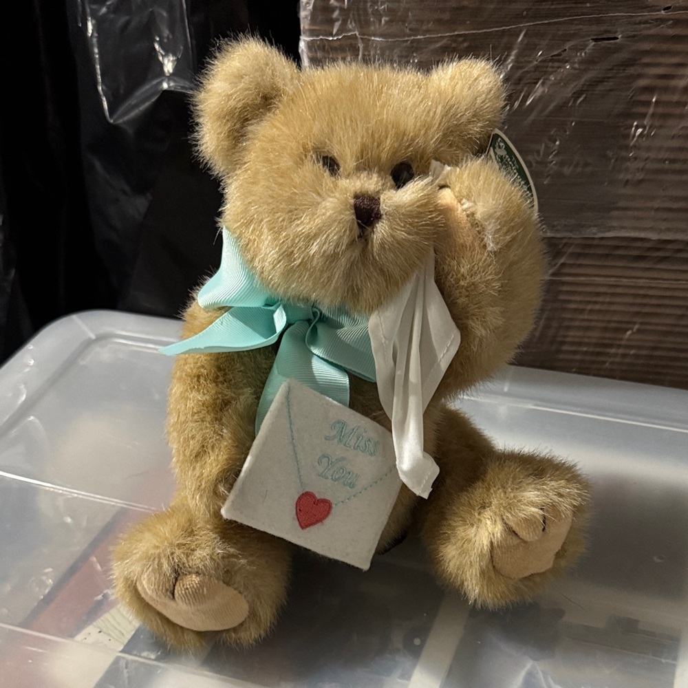 Bearington Limited Edition Beary Blue Plush Teddy Bear with Blue Ribbon